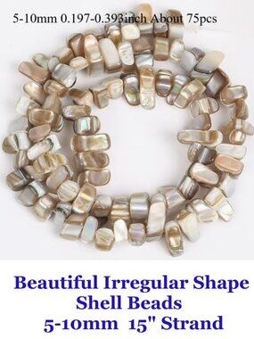 Irregular Shape Shell Beads   5-10mm  15" Strand  About 75 pcs